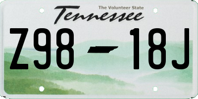 TN license plate Z9818J