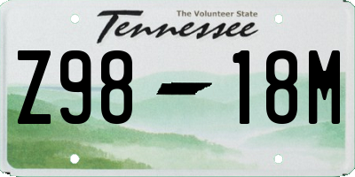 TN license plate Z9818M