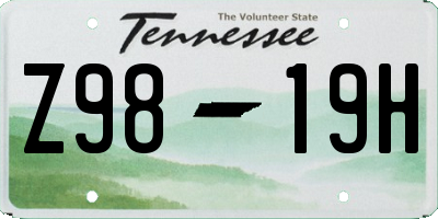 TN license plate Z9819H