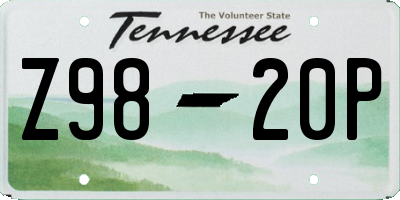 TN license plate Z9820P