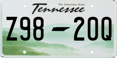 TN license plate Z9820Q