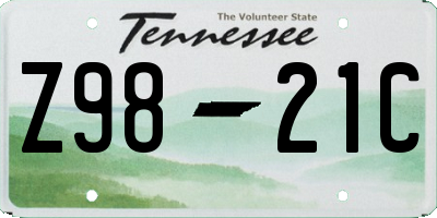 TN license plate Z9821C