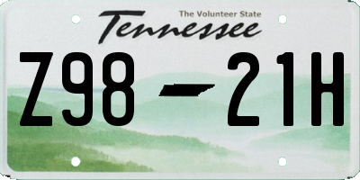 TN license plate Z9821H