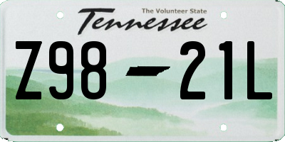 TN license plate Z9821L