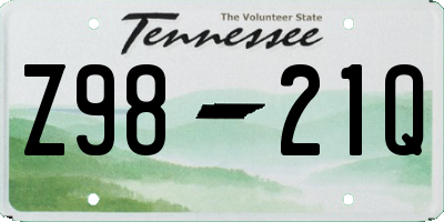 TN license plate Z9821Q