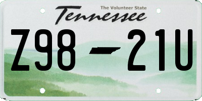 TN license plate Z9821U