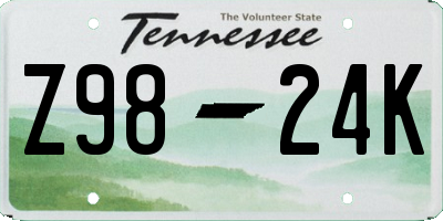 TN license plate Z9824K