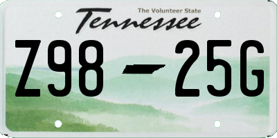 TN license plate Z9825G