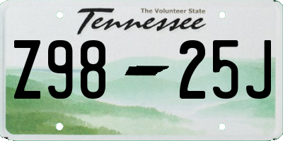 TN license plate Z9825J