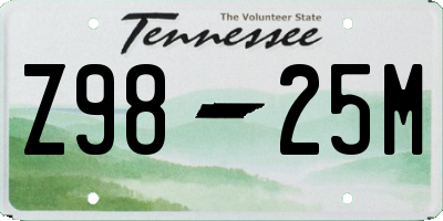 TN license plate Z9825M