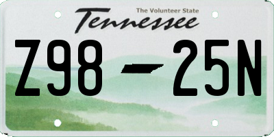 TN license plate Z9825N