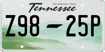 TN license plate Z9825P