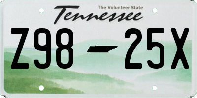 TN license plate Z9825X