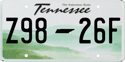 TN license plate Z9826F