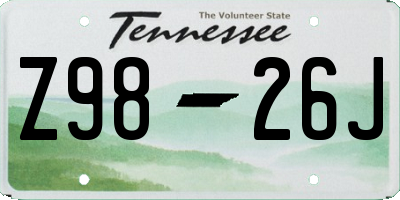 TN license plate Z9826J