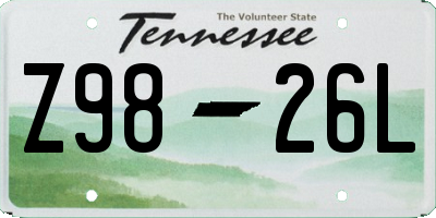 TN license plate Z9826L