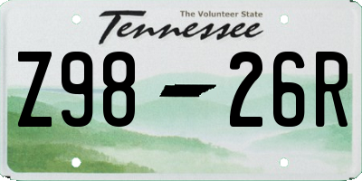 TN license plate Z9826R