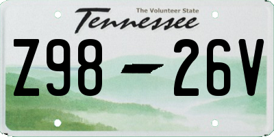 TN license plate Z9826V