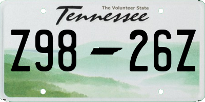 TN license plate Z9826Z