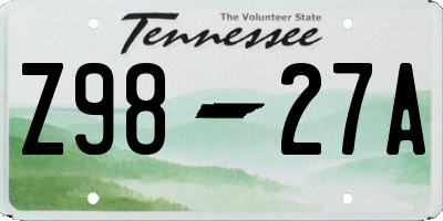 TN license plate Z9827A