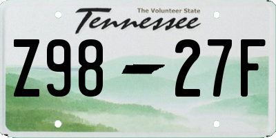 TN license plate Z9827F