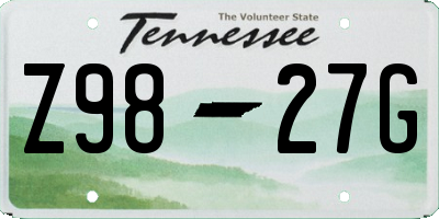 TN license plate Z9827G