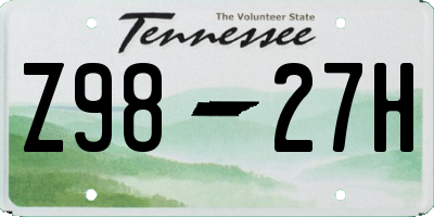 TN license plate Z9827H