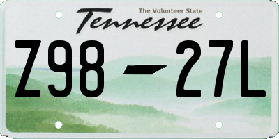 TN license plate Z9827L