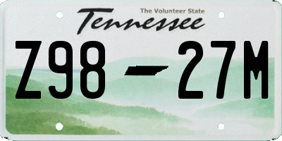 TN license plate Z9827M