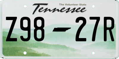 TN license plate Z9827R