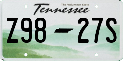 TN license plate Z9827S