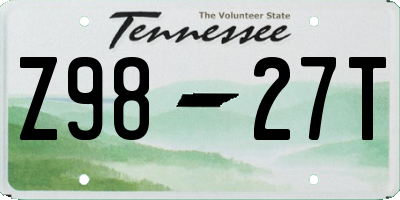 TN license plate Z9827T