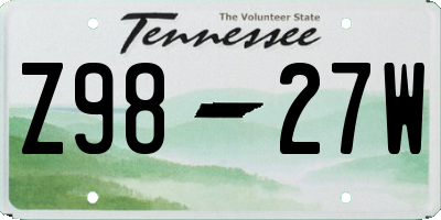 TN license plate Z9827W