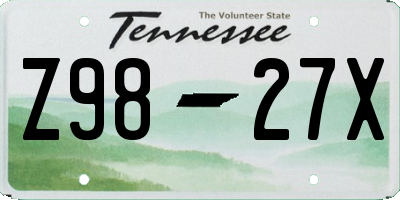 TN license plate Z9827X