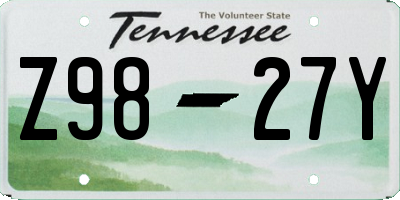TN license plate Z9827Y