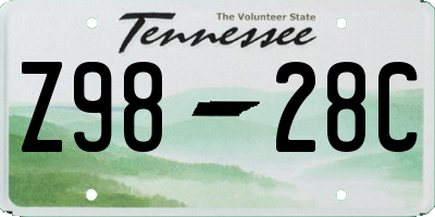 TN license plate Z9828C