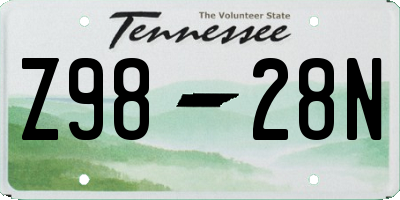 TN license plate Z9828N