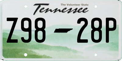 TN license plate Z9828P