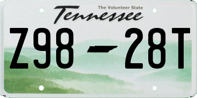 TN license plate Z9828T