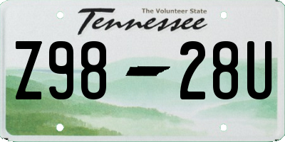 TN license plate Z9828U