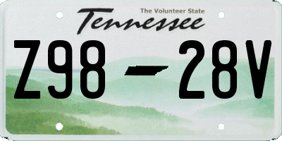 TN license plate Z9828V