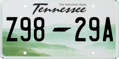 TN license plate Z9829A