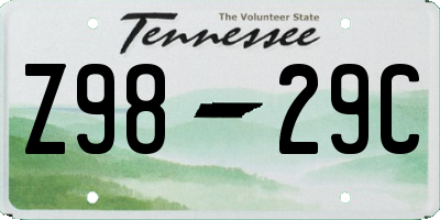 TN license plate Z9829C