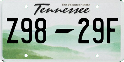 TN license plate Z9829F