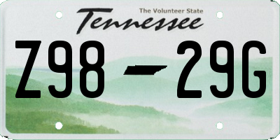 TN license plate Z9829G