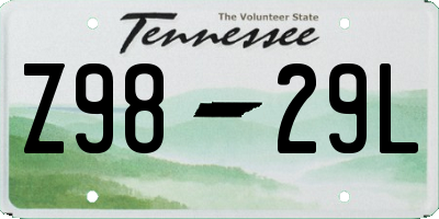 TN license plate Z9829L