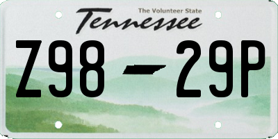 TN license plate Z9829P