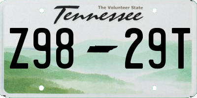 TN license plate Z9829T