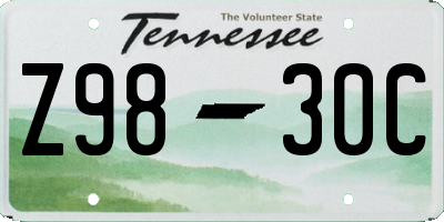 TN license plate Z9830C