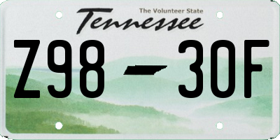 TN license plate Z9830F